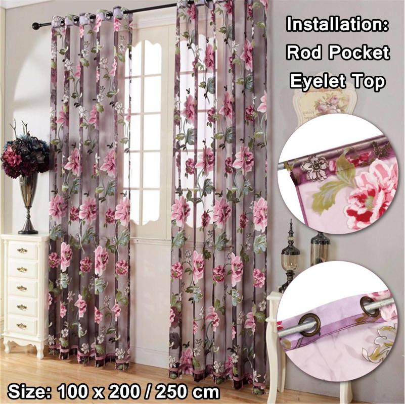 

1 Panel Simple Flower Yarn Window Curtains for Living Room Kids Bedroom European Style Veil Sheers Voile Tulle Curtains, Purple