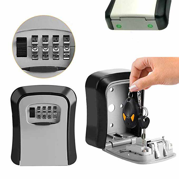 Key Lock Box 4 Digit Combination LockBoxs Wall Mounted Waterproof Keys Storage Lock Box for Outdoor Waterproof Lock Boxs House Spare Keys-image-610422794