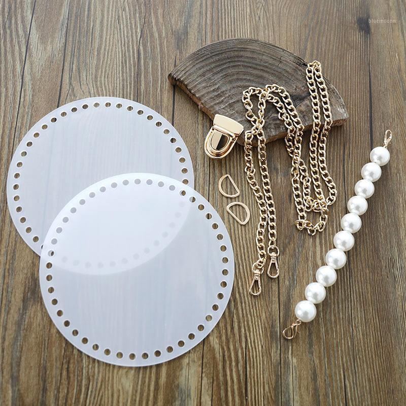 

2 sets Acrylic Bag Side Pearl Handle D Metal Lock Material Set for Bag Handbag DIY Handmade1