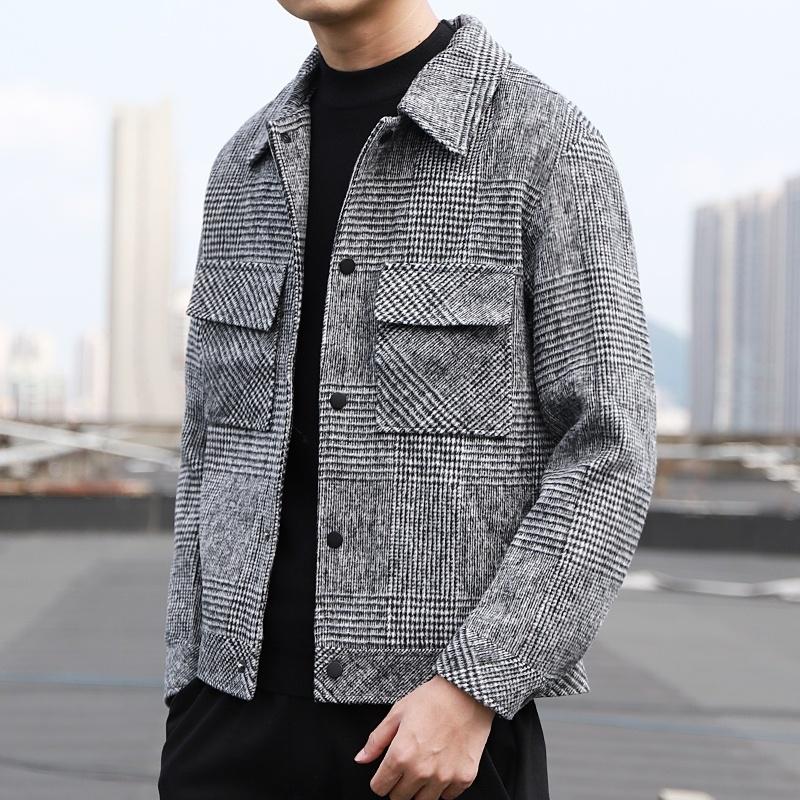 

2021 Autumn Winter New Fashion Men British Style Casual Wool Coat Male Wool Blends Coats Business Casual Thicken Overcoat S176, Gray