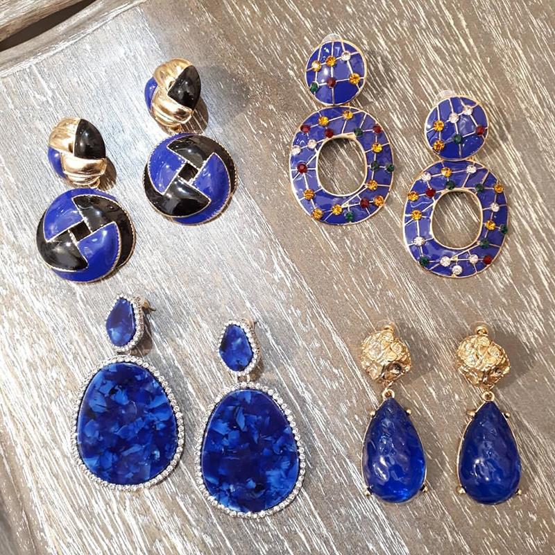 

Miwens 2020 32 Designs Dark Navy Blue Metal Resin Crystal Beads Tassel Flower Round Big Dangle Drop Earrings Women Jewelry A437