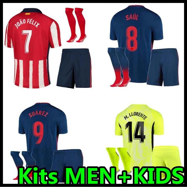 

20 21 Soccer Jerseys kits 2020 2021 SAUL Camisetas SUAREZ Football Shirt Mens Short Jersey men + Kids Kit, Black