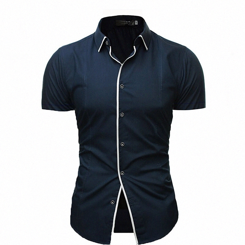 Men's Shirt Solid Colored Shirt Collar Casual / Daily Short Sleeve Tops Streetwear White Black Navy Blue l4US#