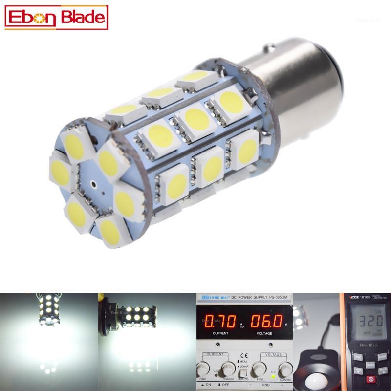 

2Pcs LED 1157 BA15D LED Bulbs for Car Motor Boats Brake Stop Lights Tail Lamp Chips 27 SMD White 6000K 6V DC1, As pic