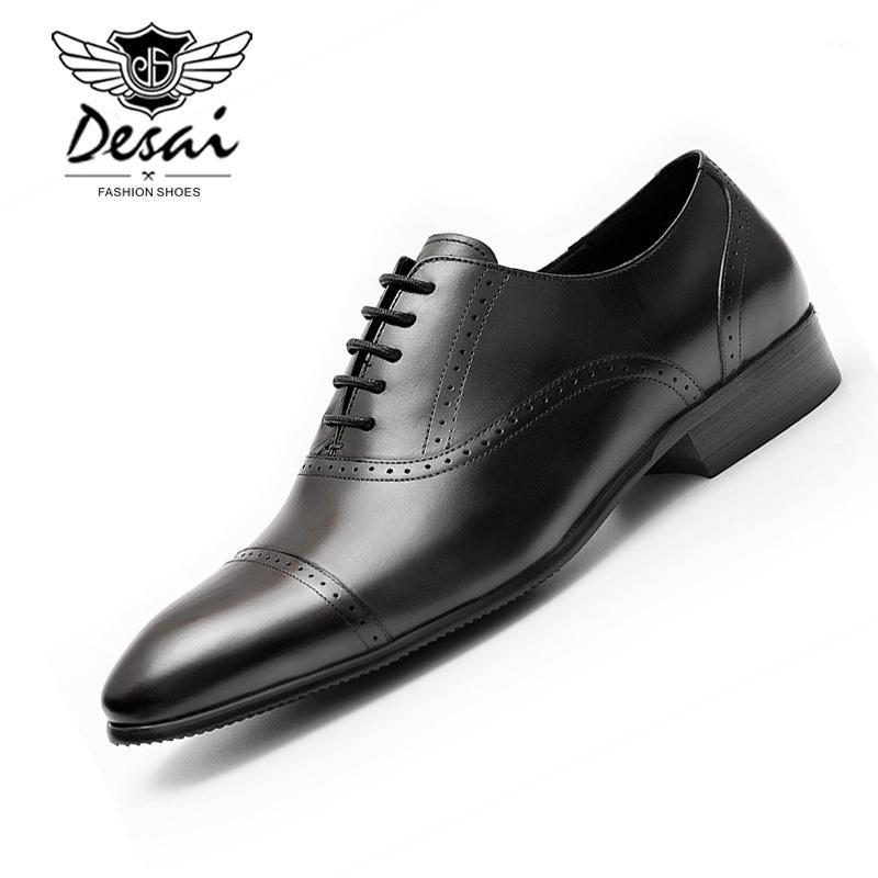 

DESAI Men's Leather Casual Shoes Mens Breathable Genuine Leather Shoes Men Formal Brogue Lace-up Oxford for Men Large Size1, Coffee