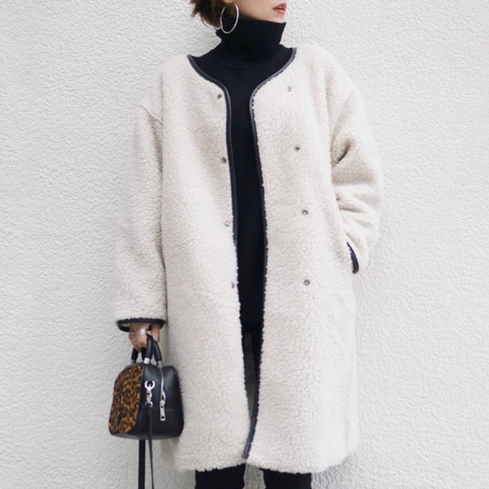 

2021 New Winter Women Teddy Bear Thick Warm Fleece Jacket Korean  Size Wrap Coat Minimalist J1LZ, White