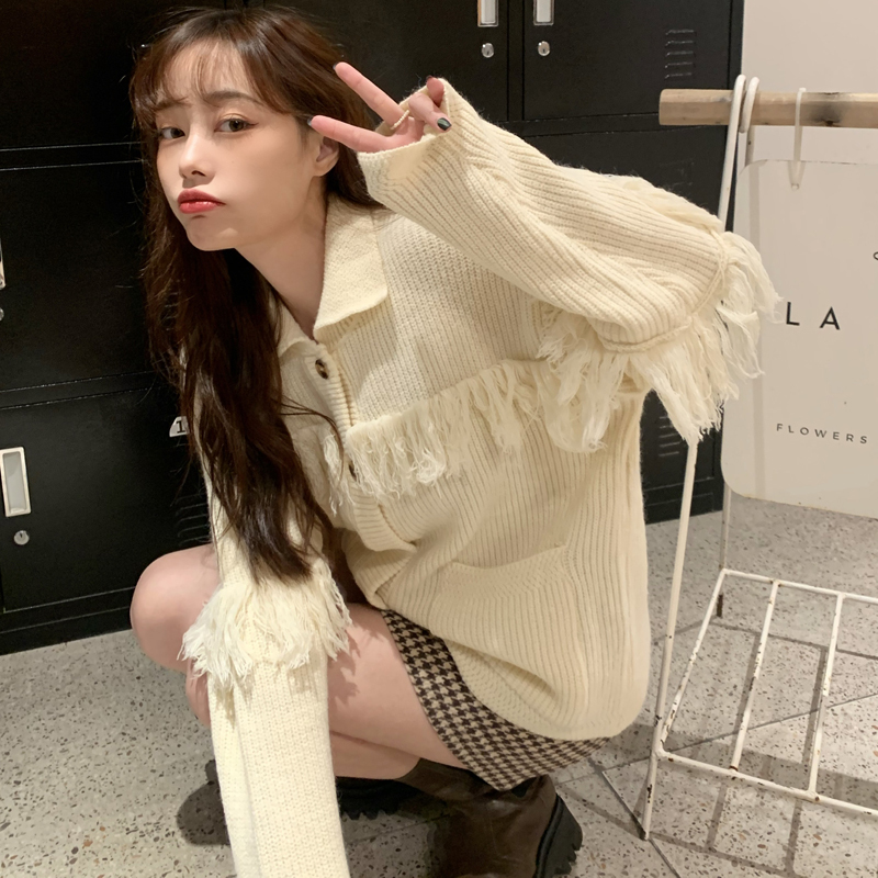 

2021 New Autumn and Winter Korean-style knitted cardigans borla let loose thick hot cardigan womens blouses (c9899) 6QRE, Beige