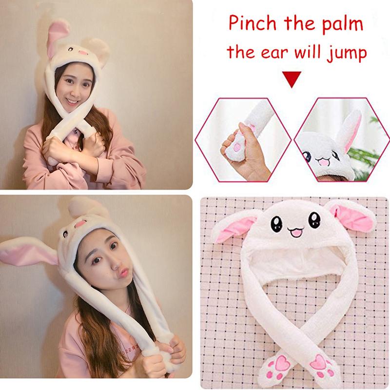 

2021 New Women's Hat Beanie Plush Can Moving Ears Hat with Shine Earflaps Movable Ears for Women/Child/Girls