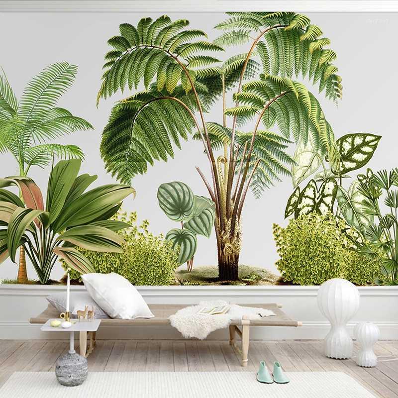 

Custom Photo Wallpaper 3D Green Tropical Plant Leaves Mural Living Room Dining Room Background Wall Painting Papel De Parede 3 D1, As pic