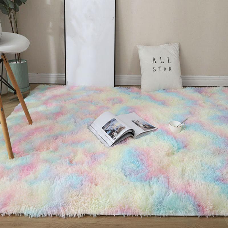 

Multisize Fur Carpet Dyeing Plush Soft Fluffy Rug Water Absorption Rugs Kids Bedroom Decor Living Room Anti-slip Floor Mats, White