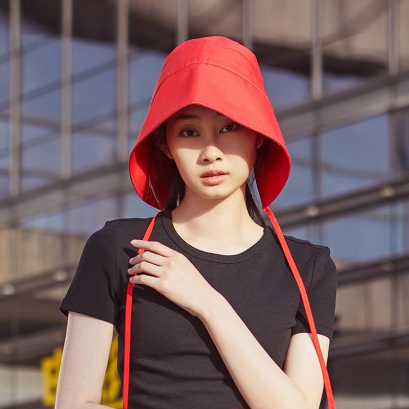 

OhSunny New Summer Large Brim Bucket Hats With Ribbon Sunscreen UV Protection UPF 50+ Beach Foldable Washable Hats For Women, Black