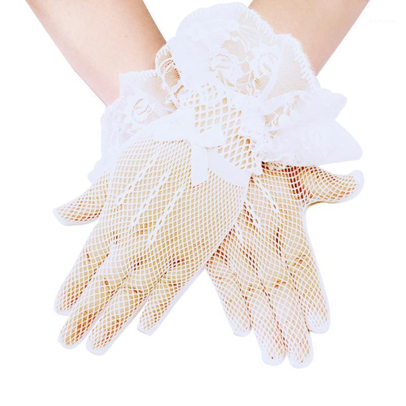 

1pair Women Full Finger Outdoor Knitted Net Courtesy Driving For Wedding Lace Gloves Short Summer High Elasticity Protection1