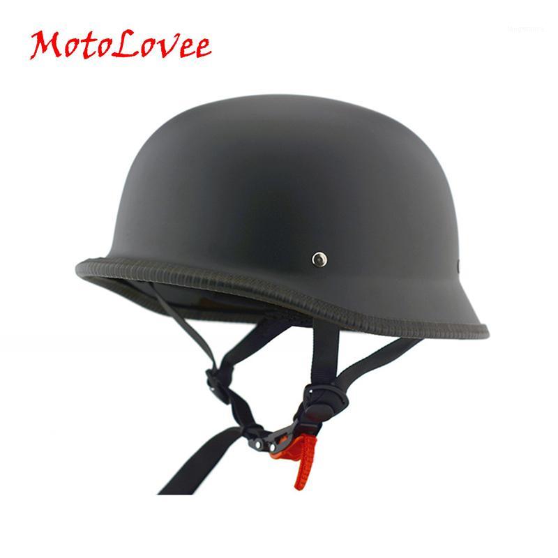 

MotoLovee Matte Black Universal Motorcycle Helmet Vintage Half Face Helmet Retro German Chopper Cruiser Black Helmets1, As pic