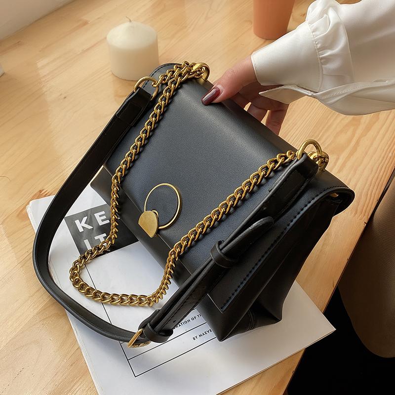 

Niche Design Chain Handbag New Fashion High-end HOT Shoulder Square Bag Crossbody Bag Underarm Dual-use Width: 24cm, Black