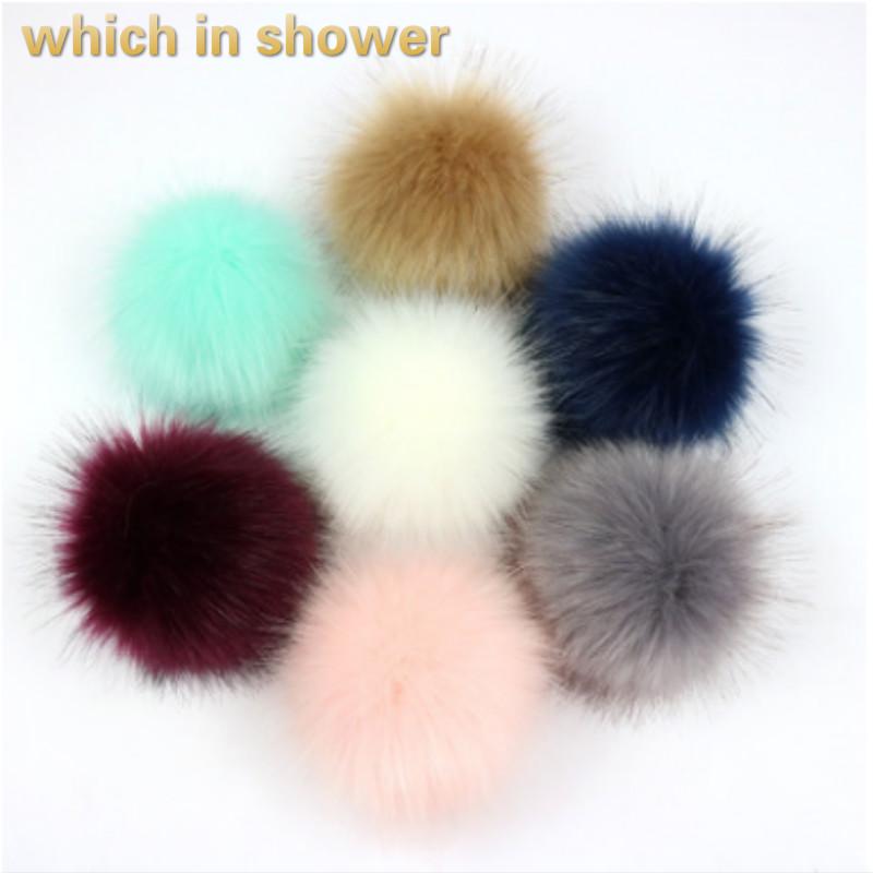 

big 15cm faux raccoon fur pompom high quality fur pompons artificial pom pom ball for hats beanies shoes bags, White