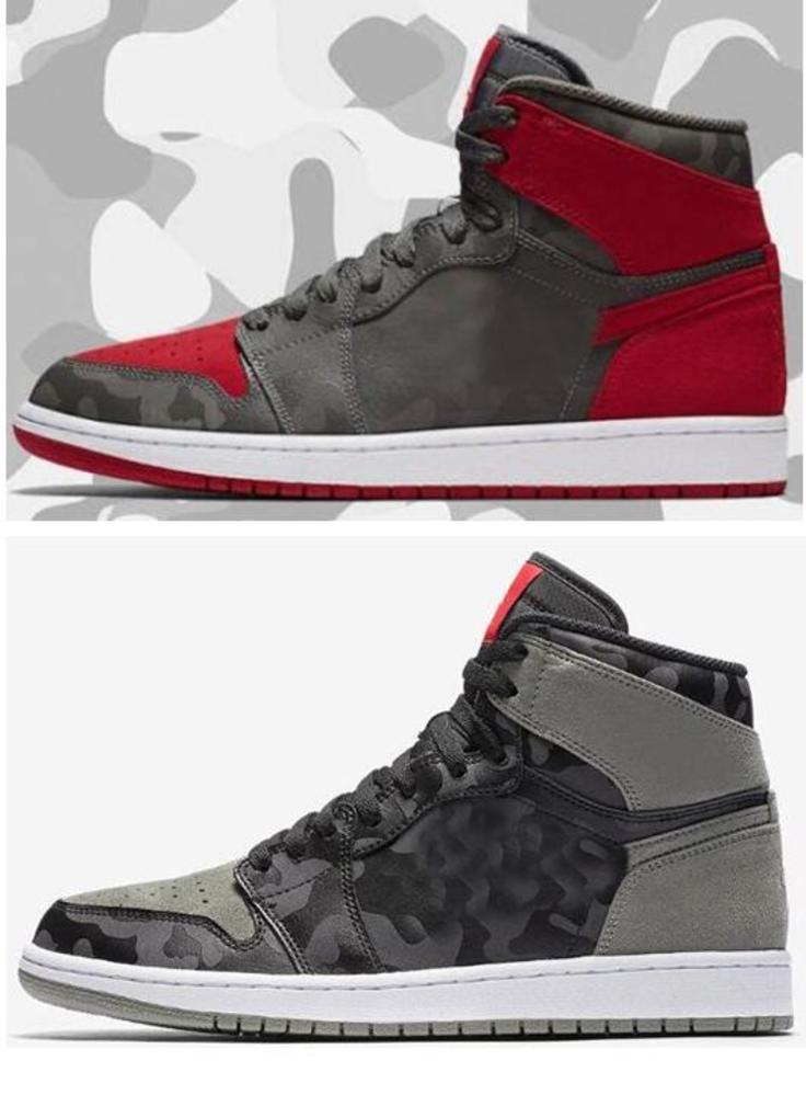 

Mens High Quality 1s Camo 3M Reflect Basketball Shoes 1 High Camouflage Red Grey Sports Sneakers