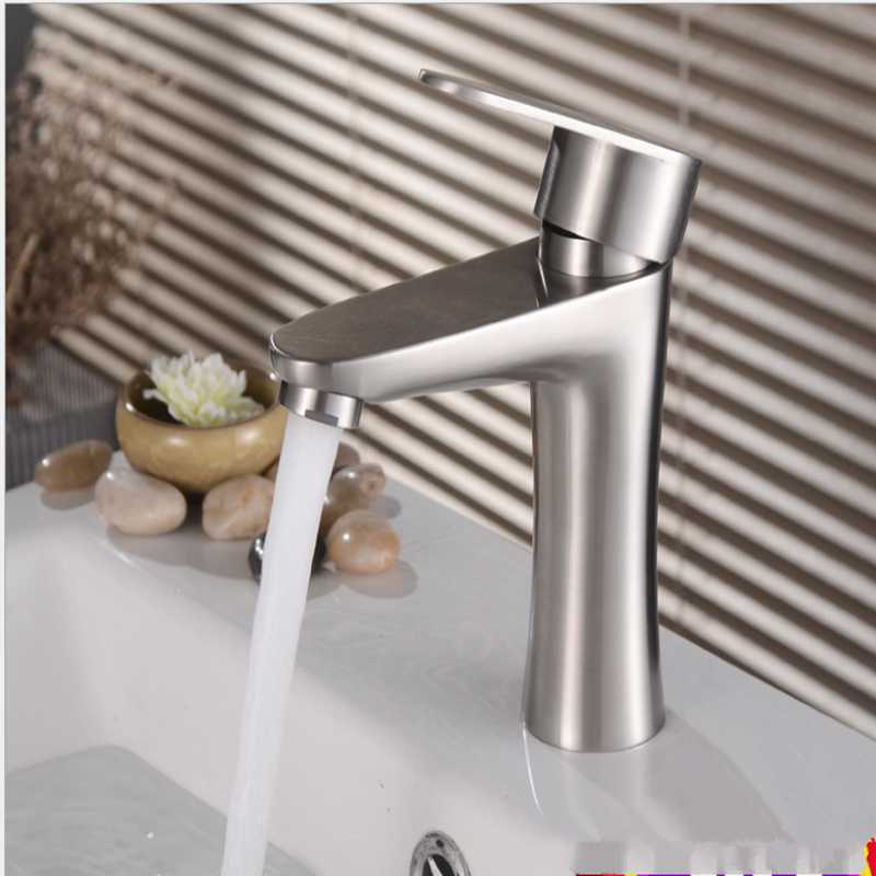 

304 stainless steel basin hot and cold faucet washbasin above counter basin bathroom cabinet single hole faucet