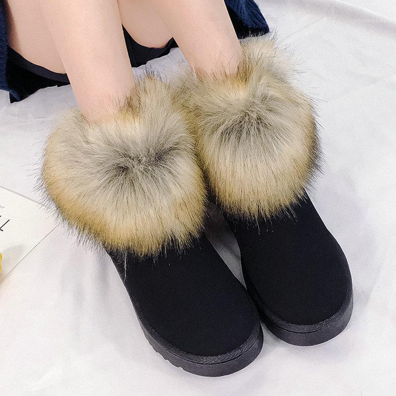 

Size 35-40 2020 New Women Ankle Snow Boots Winter Campus Sweet Fur Shoes Woman Flat Heels College Girls Daily Casual Boot1, Black