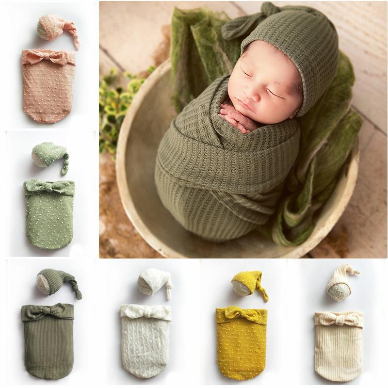 

Newborn Photography Hat Bow Wraps Props Baby Girl Boy Photo Shoot Knit Wraps Outfits Props Infant fotografia Accessories1, White