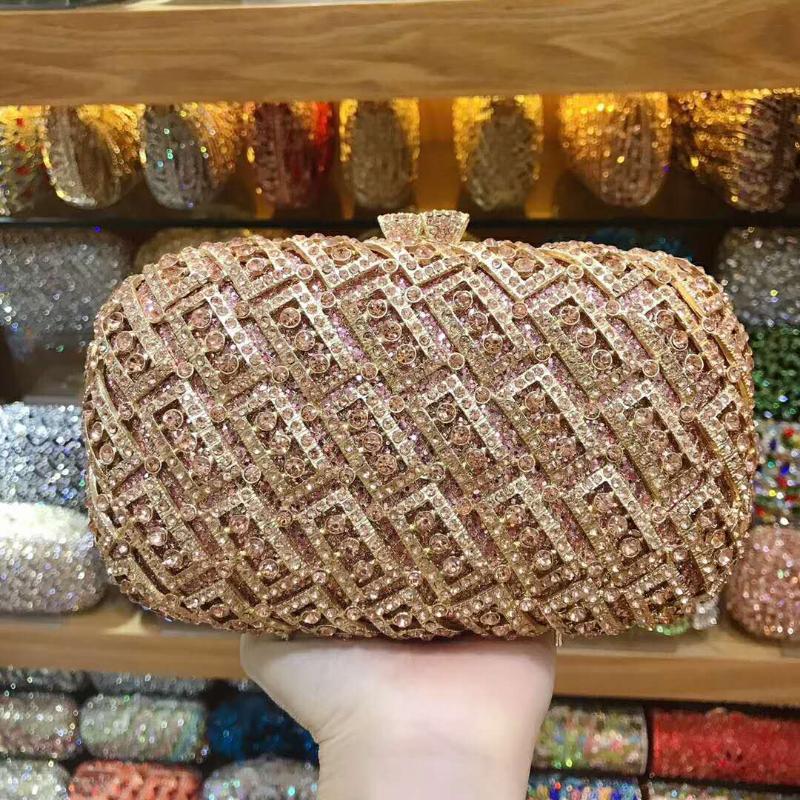 

XIYUAN women evening party gold silver handbag diamonds luxury clutches black crystal clutch purse Bridal wedding party purses, Sky blue