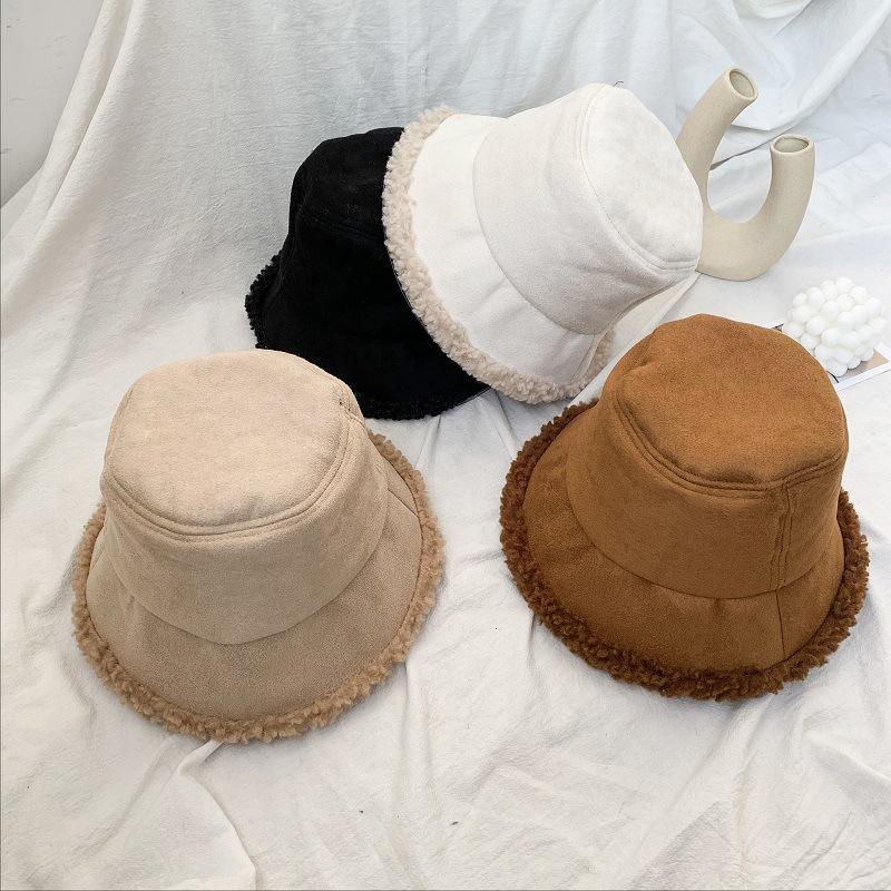 

2020 star fisherman's Hat Girls' winter versatile Bucket Hat outdoor warm cashmere basin, White