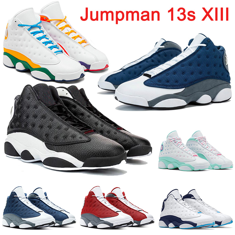 

New Quality JUMPMAN 13 13s Basketball Shoes Playground Flint Reverse Trainers Soar Green Court Purple Black Cat Women Men Trainers Sneakers, D21 atmosphere grey 40-47