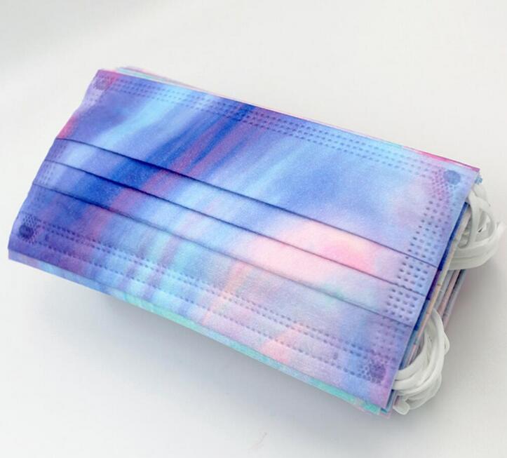 

3 Layer 95% Filtration Efficiency for Adult Flower Printing Disposable Face Masks Dustproof Prevention Influenza Face Mouth Mask, Blue;gray