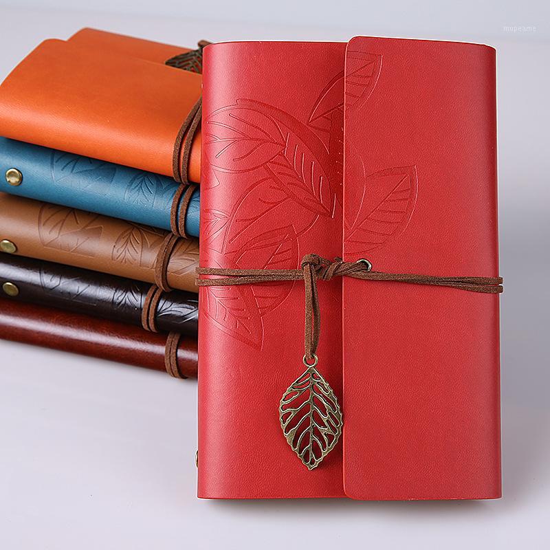 

Vintage Leaf" 1pc Faux Leather Journal Diary Kraft Papers Traveler's Notebook Study Notepad Stationery Gift1