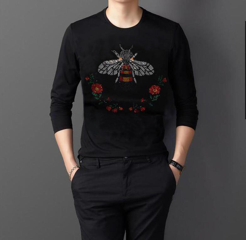 

2021 New Autumn 100% Cotton Hot Drill Black t Men Tshirt Brand T-shirt Long Sleeve Tee Shirt Clothes Plus Size 0z33, As show