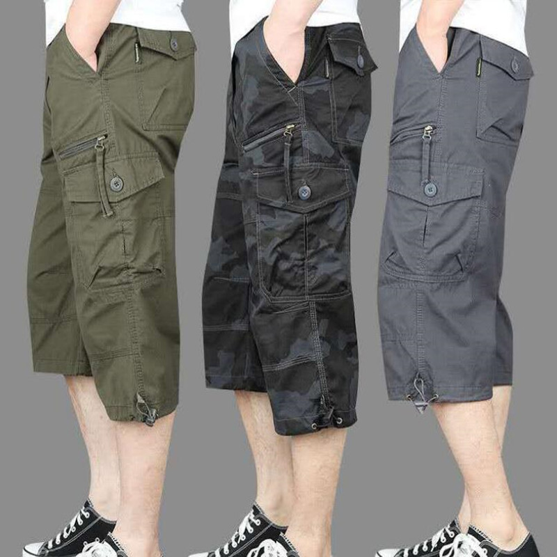 

2021 Novo Vero Curtas Homens 3/4 Comprimento Carga Geral Casual Homem Sandbeach Bezerro-comprimento Calas De Bezerro 5c1q, Army green