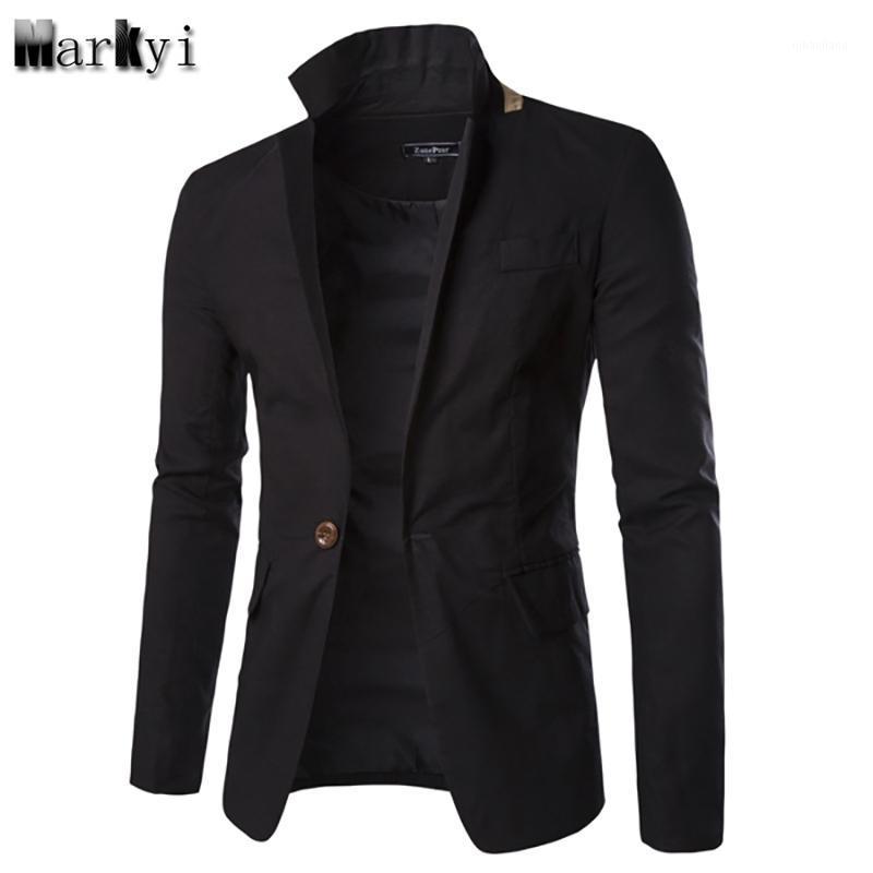 

MarKyi 2020 new single button mens blazers new arrivals 2020 slim fit long sleeve suit blaser masculino male plus size 3xl1, White