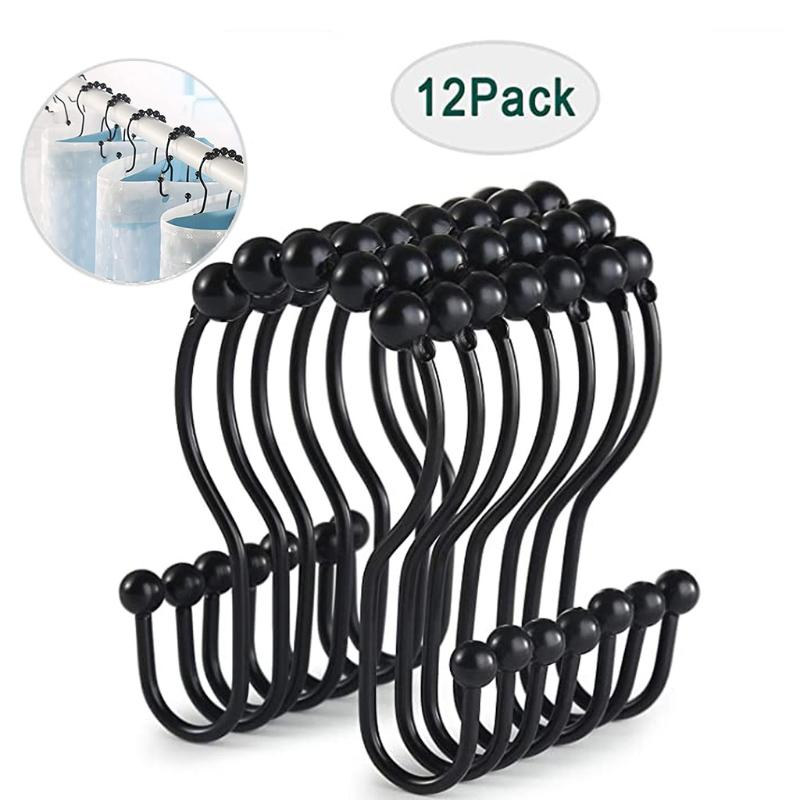 

12PCS Shower Curtain Hooks Shower Curtain Rings, Stainless Steel RustIing-Resistan Double Glide Bathroom Rings