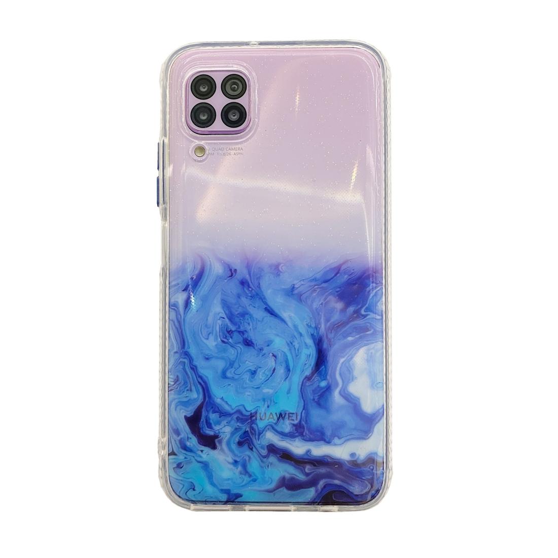 

For Huawei P40 Lite Marble Pattern Glittery Powder Shockproof TPU Case with Detachable Buttons