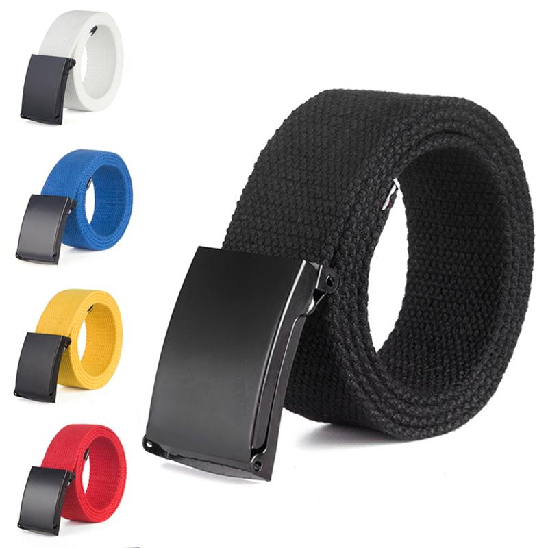

Jeans Plain Canvas Belt Leisure Trendy Unisex Belt Fashion Solid Color Waistband Web Metal Double Roller Buckle, White