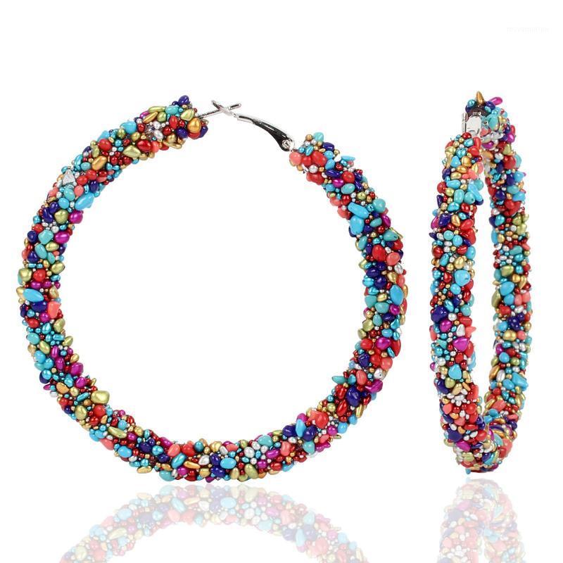 

Bohemian Style Big Colorful Stone Hoop Earrings for Women Boho Unique Women Statement Circle Earring Friend Gift Party Jewelry1