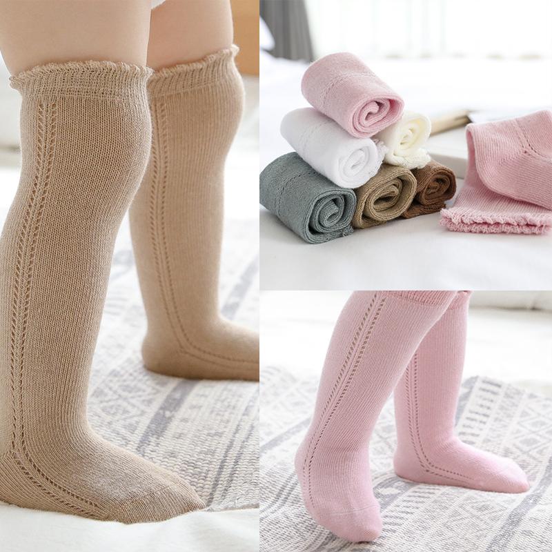 

Socks Baby For Girls Boys Hollow Out Autumn Spring Born Kids High Knee Infant Accessories 0-7Y, Coffee