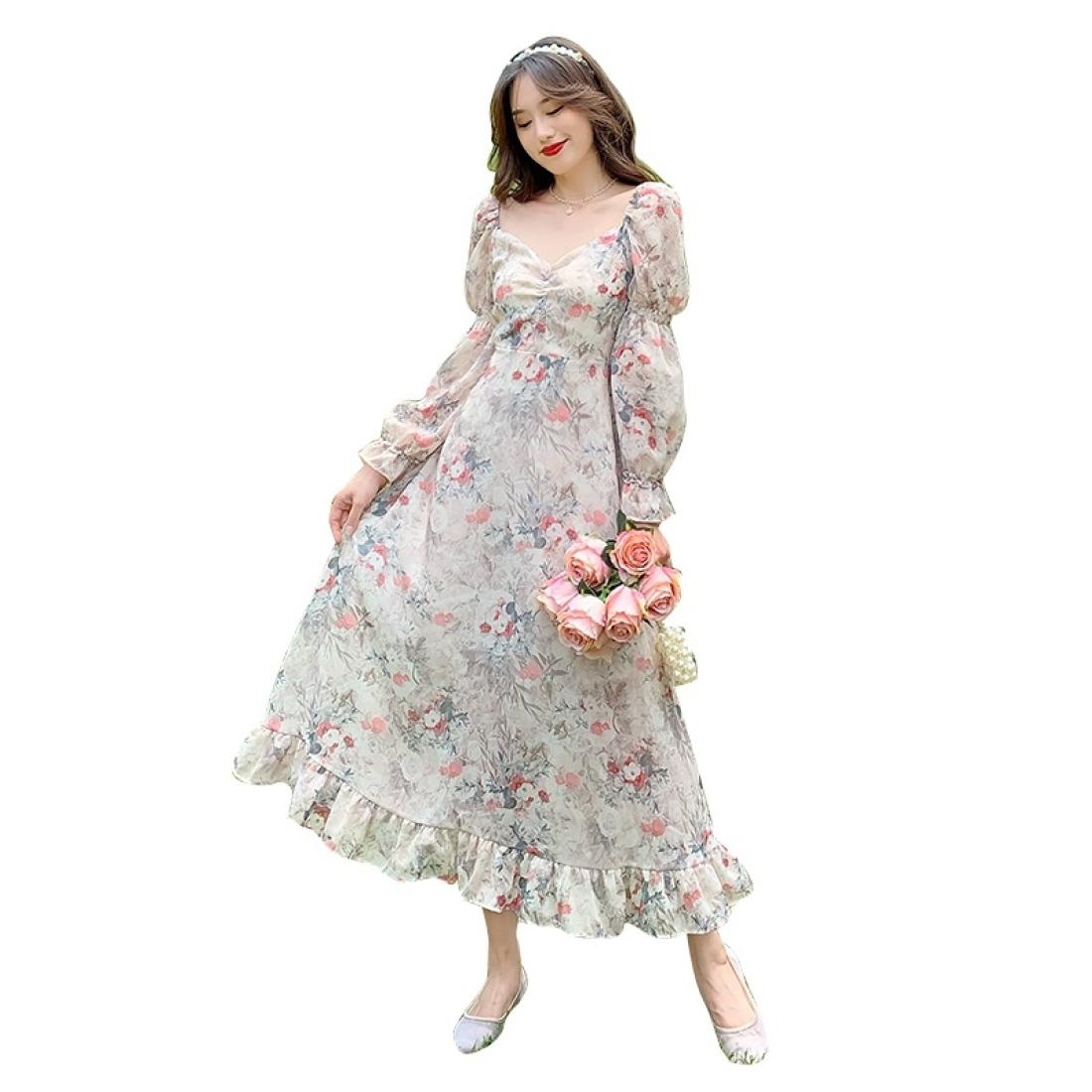 

Vintage Floral Dress Palace Hepburn Style French Fairy Dress