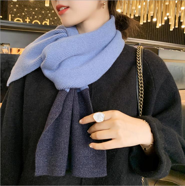 

Autumn and winter new knitted color matching wool scarf female Joker winter long online celebrity thickened warm scarf