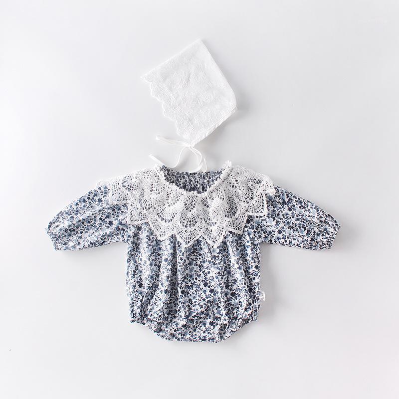 

2020 Summer Baby Girl Clothes Infant Baby Girl Romper With Hat Floral Lace Collar Remove Princess Clothes1, Grey yellow