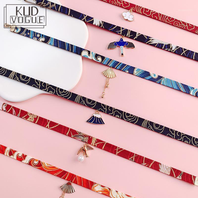 

Classic Japanese Style Vintage Ribbon Rope Doll Choker Cute Romantic Women Bird Cat Carp 2020 Party Club Pendant Short Necklace1