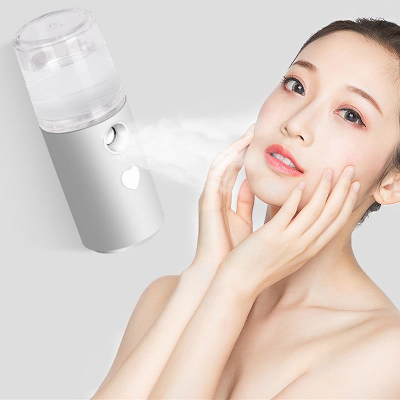 

With Light 30ml USB Rechargable Humidifier Air Diffuser Handheld Water Ultrasonic Nano Essential Car Oil Steamed Face Home Use