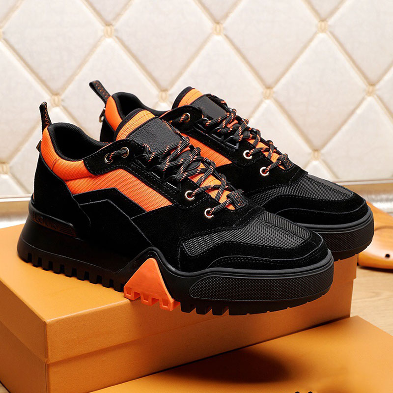 

2022 Latest Men Casual Shoes Fashion Trend Black Orange Lace-Up Thick Sole Sneakers Non-Slip Wear-Resistant Mens Designer sports shoes Top Quality Belt Box, A set of original boxes