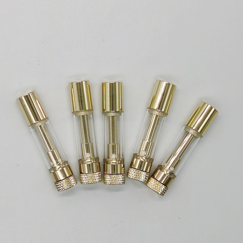 

MM Cartridges Empty Vape Pen Golden Vaporizer 0.8ml Carts Ceramic Coil Oil 1.6mm*4 Holes Atomzier Gold Tank e Cigarettes with Box Packaging