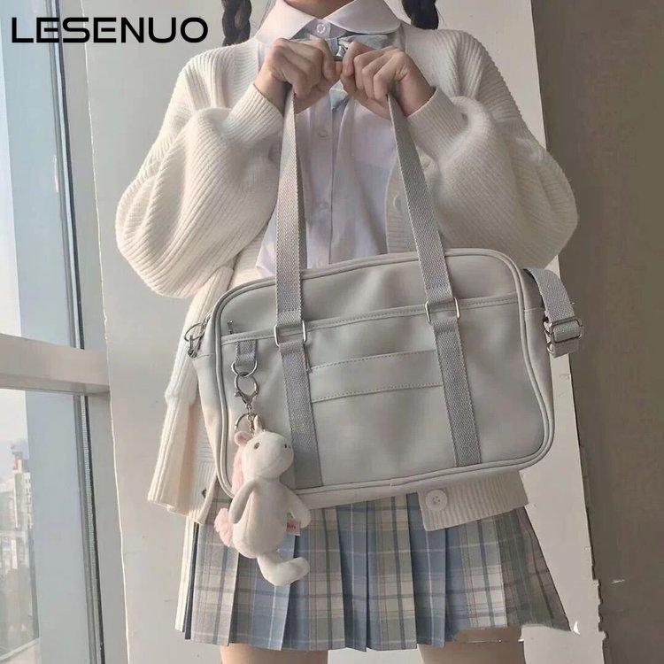 

Shoulder Bags LESENUO Japanese Student JK Handbag Women Satchel Travel Bag Messenger High School Students Bookbags, Black