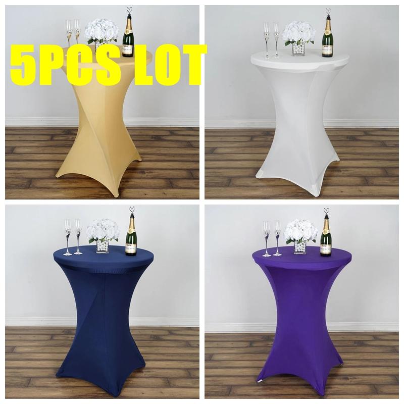 

Out Door Wedding Table Cover Spandex Cocktail Table Cloth Lycra High Bar Linen Banquet Hotel Party Decoration, White