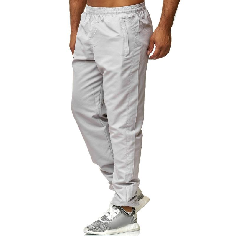 

Solid Sports Pants for Men Casual Cargo Pants Elastic Waist Pantalones Joggers Men's Clothing Sports Casual Male Trouser, White