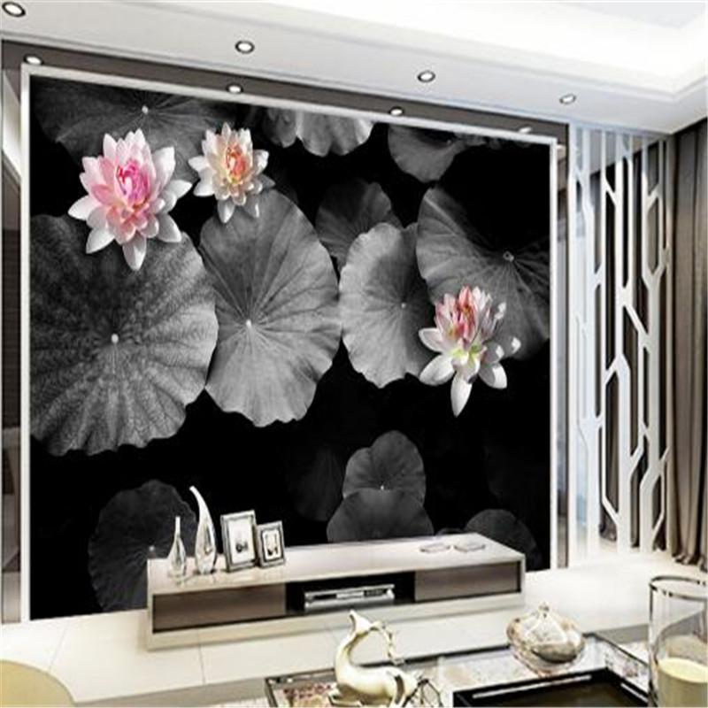 

Vintage Oil Painting Wall Murals Black White Flowers Photo Wallpapers 3D Pink Flowers Wall Papers for Living Room TV Home Decor, As shown