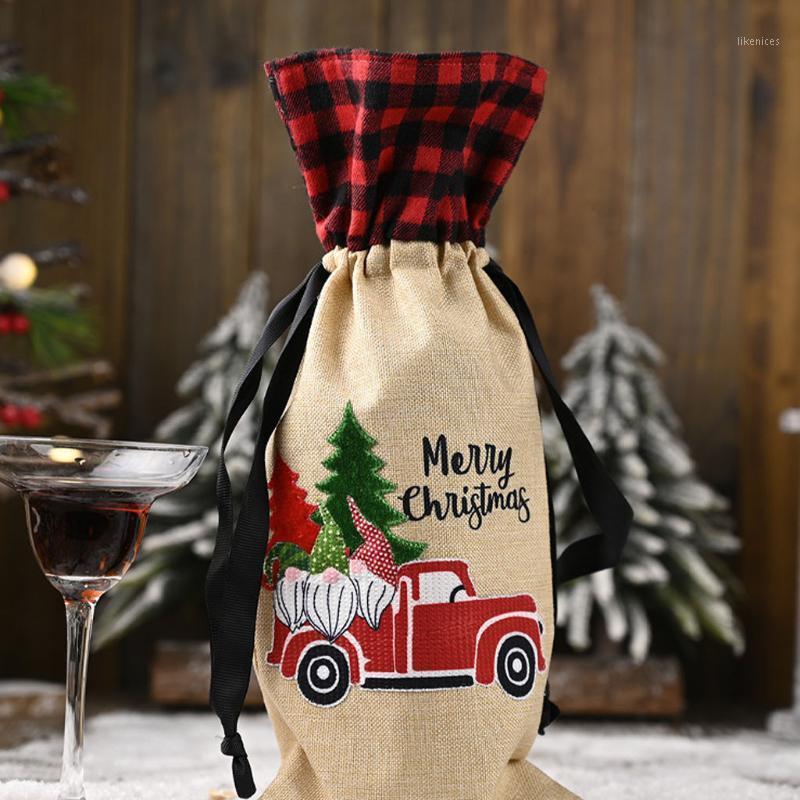 

1Pc Christmas Wine Bottle Cover Merry Christmas Decorations For Home Xmas Gift 2020 New Natal Noel Table Decor d41