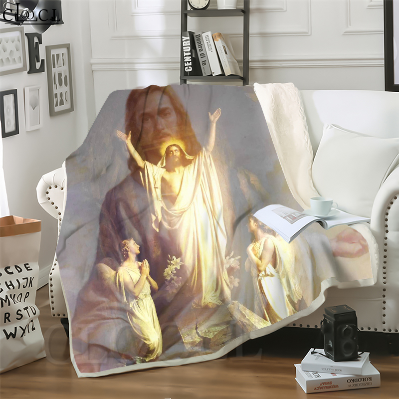 

CLOOCL Catholic Jesus 3D Print Casual Style Air Conditioning Blanket Sofa Teens Bedding Throw Blankets Plush Quilt