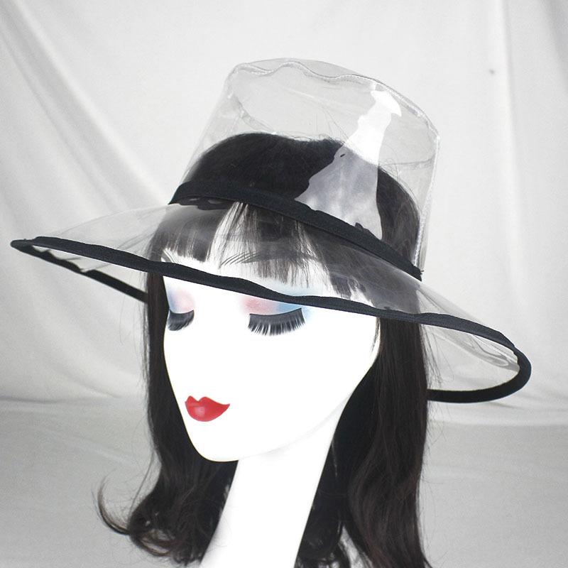 

Mingli Tengda Transparent Hat Trendy Plastic Rain-proof Large Eaves Sun Hat Stars Same Style Plastic Large Side Flat TPU, White edge